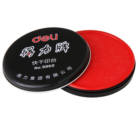 得力9860印台-红/快干/圆92mm