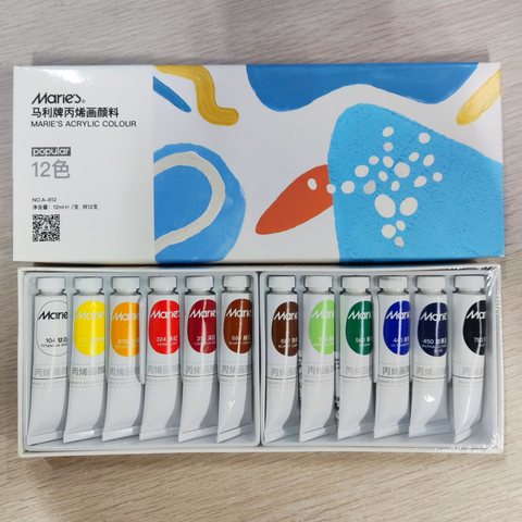 ↑马利A-812丙烯画颜料-12色