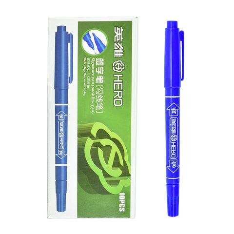 ■英雄883签字笔-蓝/水性/双头(勾线笔)