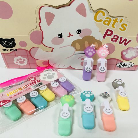 A-809荧光笔-6色/猫爪