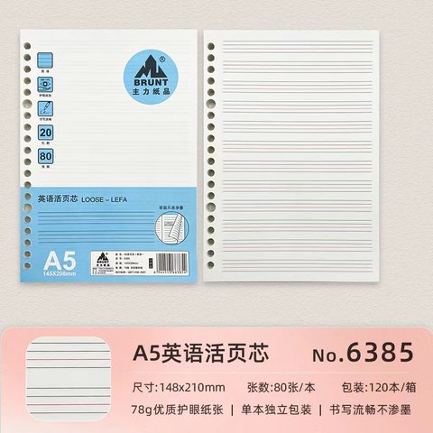 主力A5活页芯6385-英语/80张