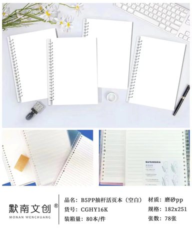 默南CGHY16KPP抽杆活页本-空白/80页/侧翻