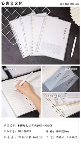 海义B5PP6孔活页夹-网格/60页