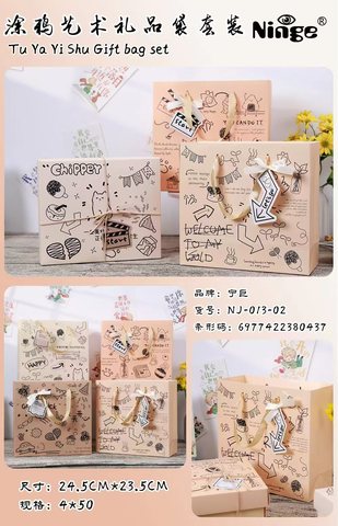 宁巨NJ-013-02涂鸦艺术礼品袋套装（扫码看视频组装盒子）