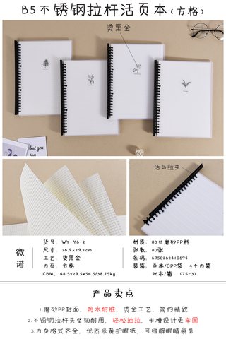 微诺WY-Y6-2活页本-网格/80页/B5