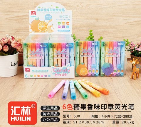 汇林530荧光笔-6色/糖果香味印章